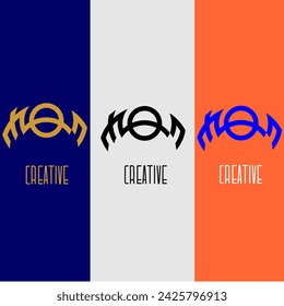 Mon logo circle identity monogram colorful abstract creative design beautiful attractive icon vector template