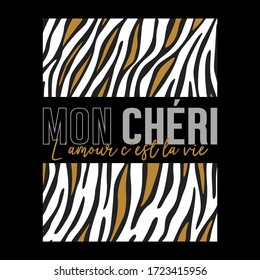 MON CHÉRI,french Means HONEY,Graphic Design Print T-shirts Women Fashion,vector,poster,card