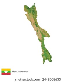 Mon, Region of Myanmar Topographic Map (EPS)