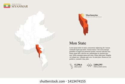 Mon State Vector Map Of Myanmar - Vector