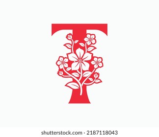 Diseño del logotipo de las letras iniciales de la flor de Mona T. Será adecuado para qué empresa o marca inicia esa carta.