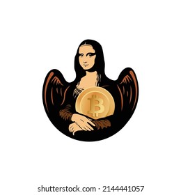 mona lisa with bitcoin concept

design