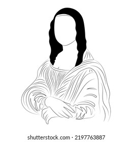 Mona Lisa black and white line art