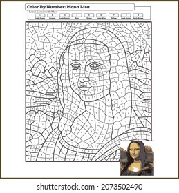 Mona Lisa Coloring Book Illustration