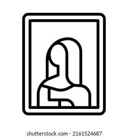 Mona Lisa Icon. Line Art Style Design Isolated On White Background