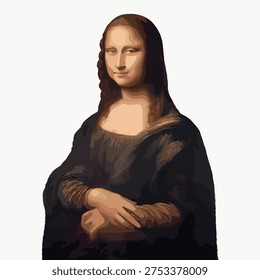 Mona Lisa, Leonardo da Vinci's famous painting,, vintage illustration isolated on white, vector.
