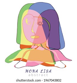 Mona lisa line abstract art for digital print decorate wall, card , illustration and etc.