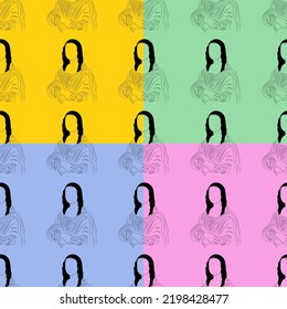 Mona Lisa Line Art, Minimalism, Color Pattern