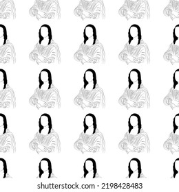 Mona Lisa Line Art, Minimalism, Color Pattern