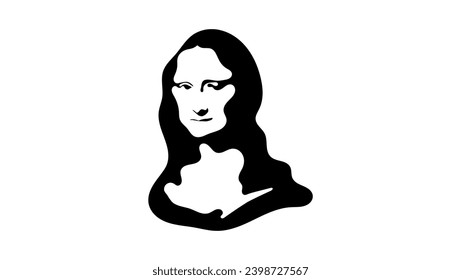 Mona lisa logo, black isolated silhouette