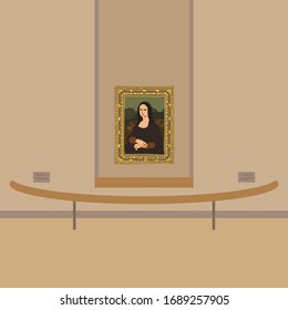 Mona Lisa on the wall of the museum