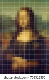 Mona Lisa Pixel Style Abstract Painting