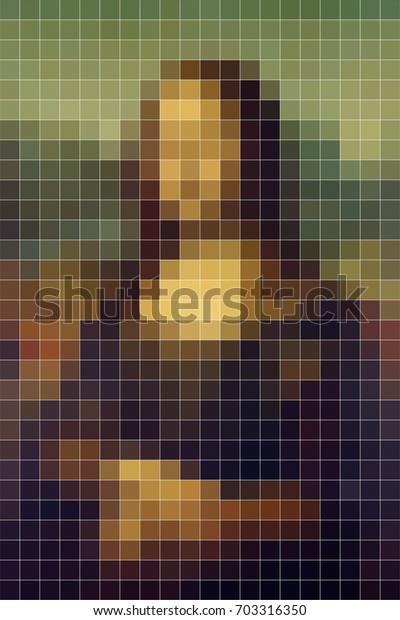 Mona Lisa Pixel Style Abstract Painting Stock Vector (Royalty Free ...