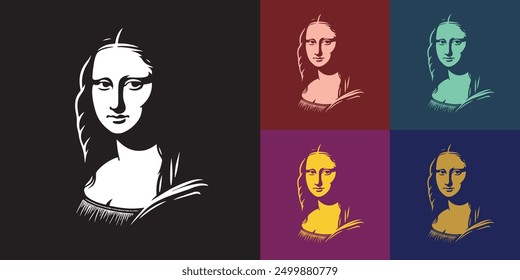 Mona Lisa - Pop Art Style Vector Illustration in Multiple Color Variations