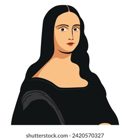 Mona Lisa - Replicating the Timeless Beauty and Enigmatic Smile. Flat Vector Illustration 