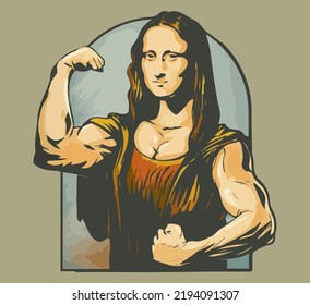 mona lisa strongman vector print