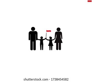 Monacan family with monaco national flag, we love Monaco concept, sign symbol background, vector illustration.