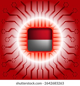 Microchip Bandeira do Mônaco - Conceito de Tecnologia e Inovação do Mônaco