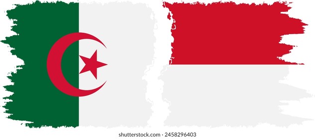 Monaco and Algeria grunge flags connection, vector