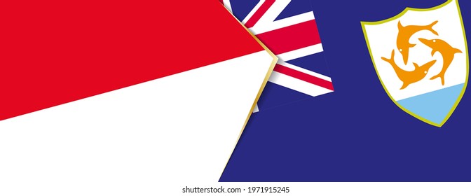 Monaco and Anguilla flags, two vector flags symbol of relationship or confrontation.