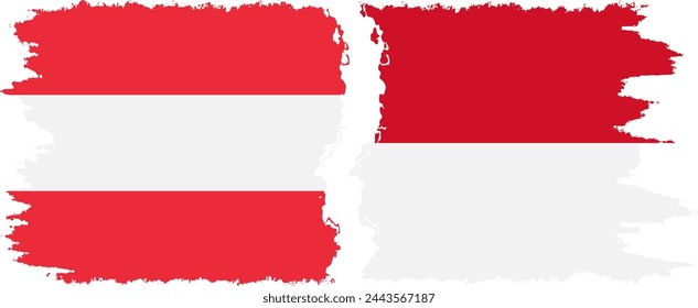 Monaco and Austria grunge flags connection, vector