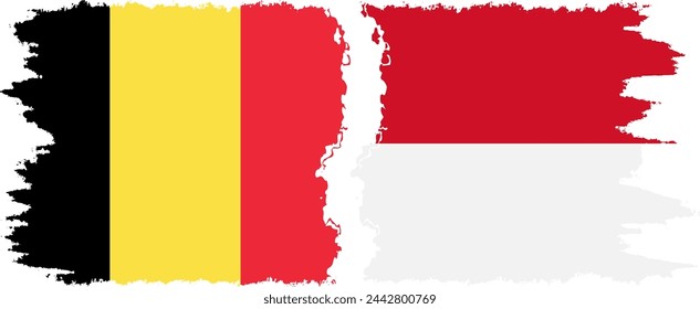 Monaco and Belgium grunge flags connection, vector