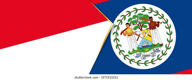 Monaco and Belize flags, two vector flags symbol of relationship or confrontation.