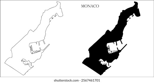 Monaco Blank Map, Monaco Map Outline Vector Images