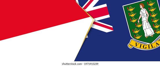 Monaco and British Virgin Islands flags, two vector flags symbol of relationship or confrontation.