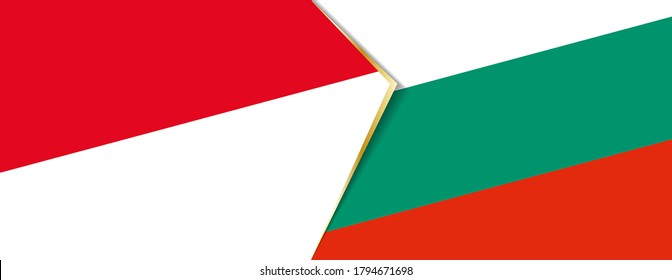 Monaco and Bulgaria flags, two vector flags symbol of relationship or confrontation.