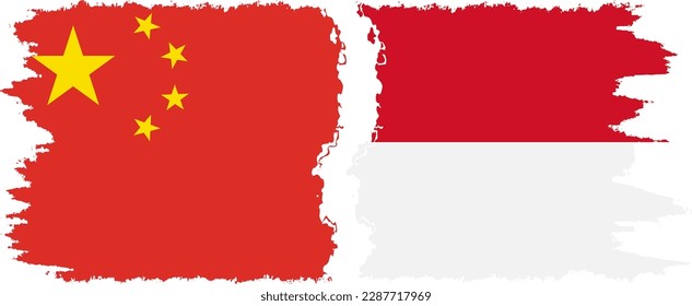 Verbindung von Monaco und China mit Grunge-Flaggen, Vektorgrafik