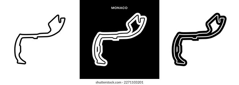 Monaco Circuit Vector. Monaco Street Circuit Race Track Illustration with Editable Stroke. Stock Vector.