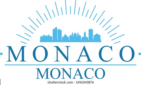 Monaco City. Banner Design. City Skyline. Silhouette Vector. Famous Monuments.