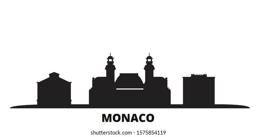 Monaco city skyline isolated vector illustration. Monaco travel black cityscape