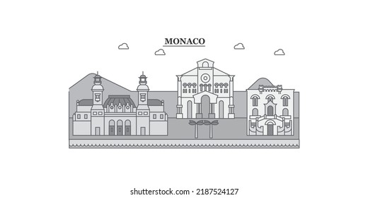 Monaco city skyline isolated vector illustration, icons