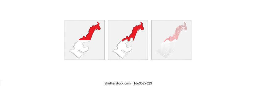 monaco coloring the map and concept flag. Vector
