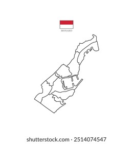 plano de fundo do mapa de contorno de mônaco com estados, contorno isolado no plano de fundo branco. Ilustração vetorial 10 eps europe