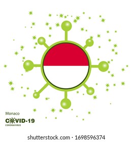 Monaco Coronavius Flag Awareness Background. Stay home, Stay Healthy. Take care of your own health. Pray for Country