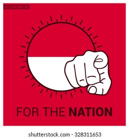 Monaco country flag in Circle and pointing finger at viewer typography Ready for the Nation. Vector Illustration