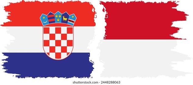 Monaco and Croatia grunge flags connection, vector