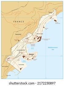 Monaco Detailed Map. Vector illustration.