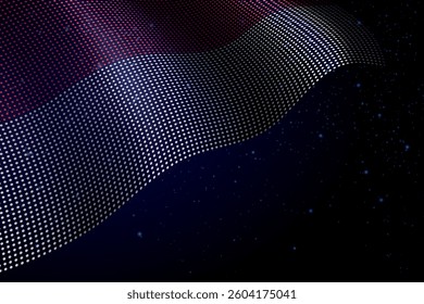 Monaco digital flag made of dots, waving over a starry dark background