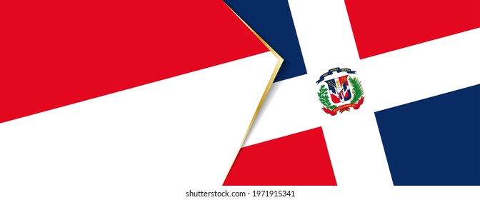 Monaco and Dominican Republic flags, two vector flags symbol of relationship or confrontation.