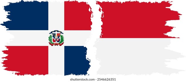 Monaco and Dominican Republic grunge flags connection, vector