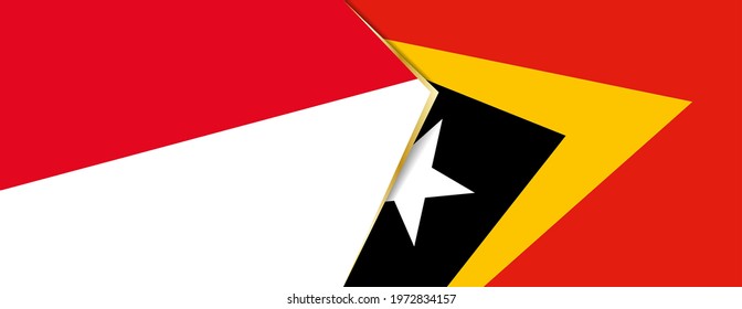 Monaco and East Timor flags, two vector flags symbol of relationship or confrontation.