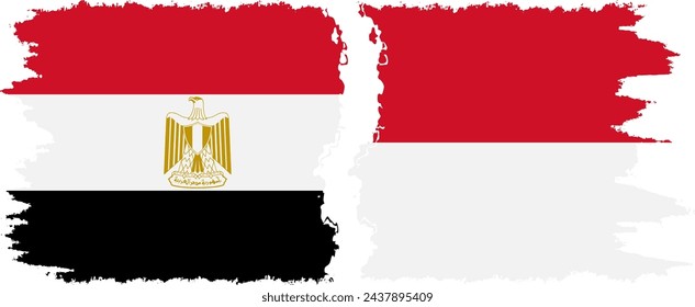 Monaco and Egypt grunge flags connection, vector