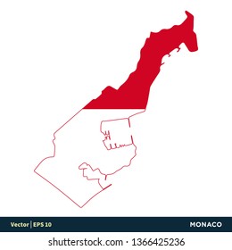 Monaco - Europe Countries Map and Flag Vector Icon Template Illustration Design. Vector EPS 10.