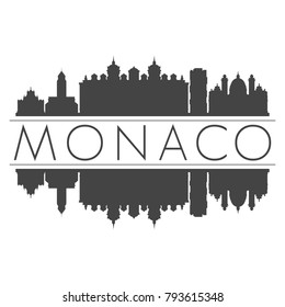 Monaco Europe Skyline Vector Art Mirror Silhouette Emblematic Buildings