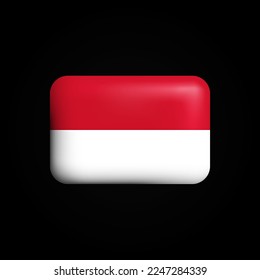 Icono 3D de la bandera de Mónaco. Bandera Nacional de Mónaco. Ilustración del vector