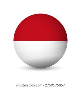 Monaco flag - 3D sphere in colours of flag representing a country cultural identity and heritage. The essence of national pride and unity. Vector object on white background.